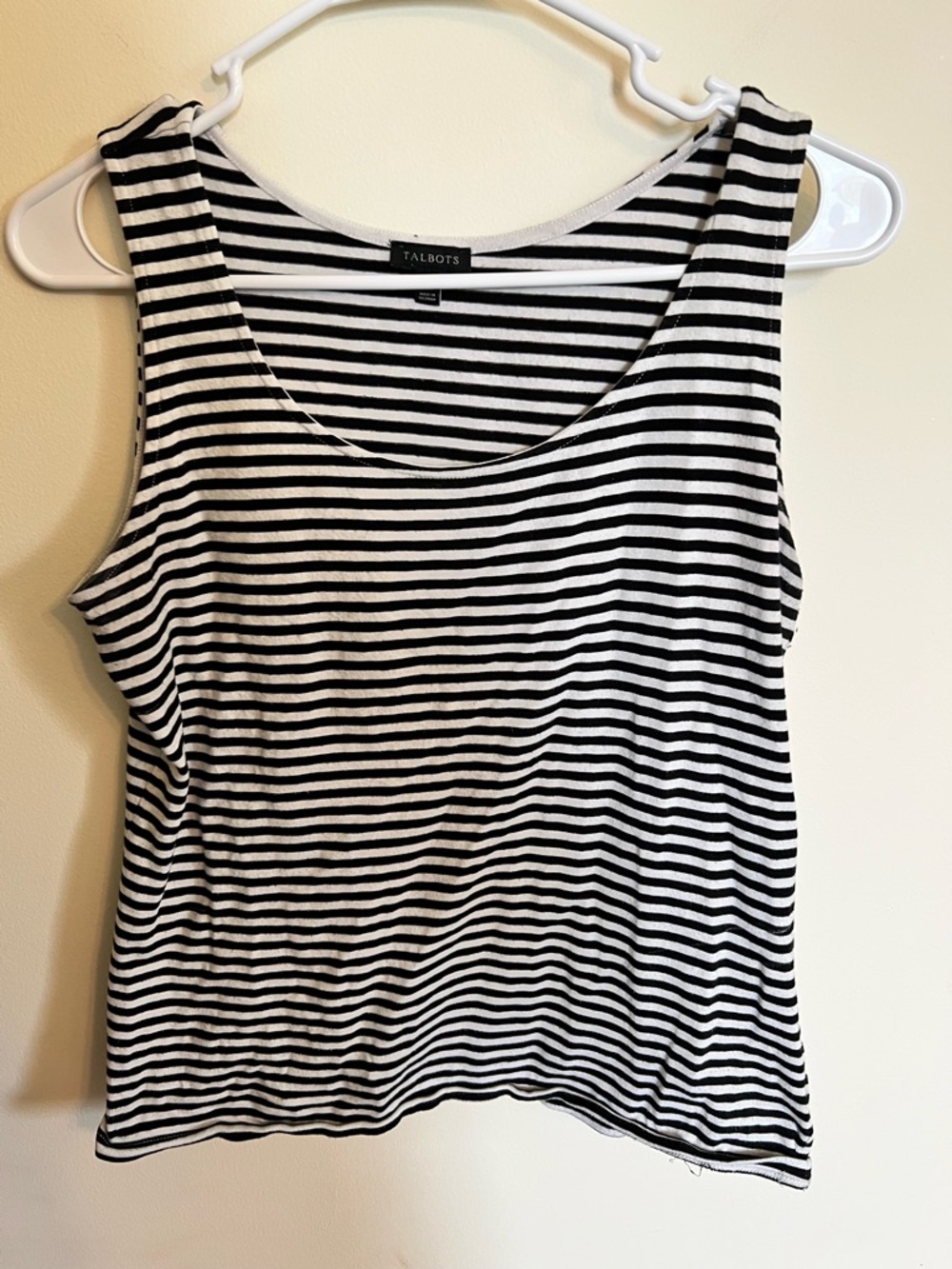 Talbots Black & White Striped Scoop Neck Tank